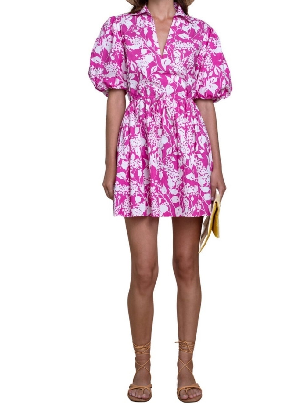 Olivia James The Label Daphne Puff Sleeved Mini Dress In Spring Shadow Small